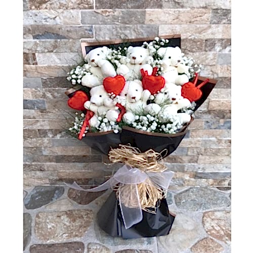 6 Ayıcık 4 Kalp Buketi